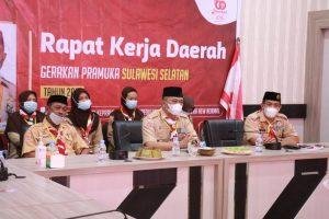 Lewat Vidcon, Kwarcab Barru Ikuti Rakerda Gerakan Pramuka Sulsel