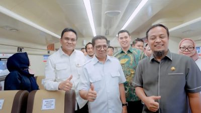Kemenhub R.I Bersama Gubernur Sulsel dan Bupati Barru Uji Coba Kereta Api Trans Sulawesi