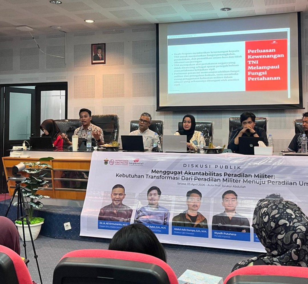 Remiliterisasi Menguat? Diskusi Unhas–Imparsial Bongkar Masalah Peradilan Militer