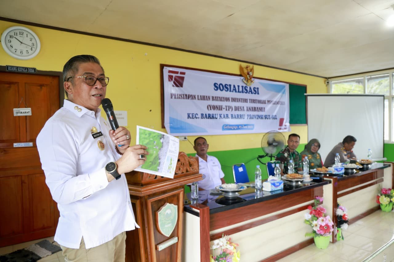 Pemkab Barru dan Kodim 1405/Parepare Sosialisasikan Pembangunan Yonif TP di Anabanua