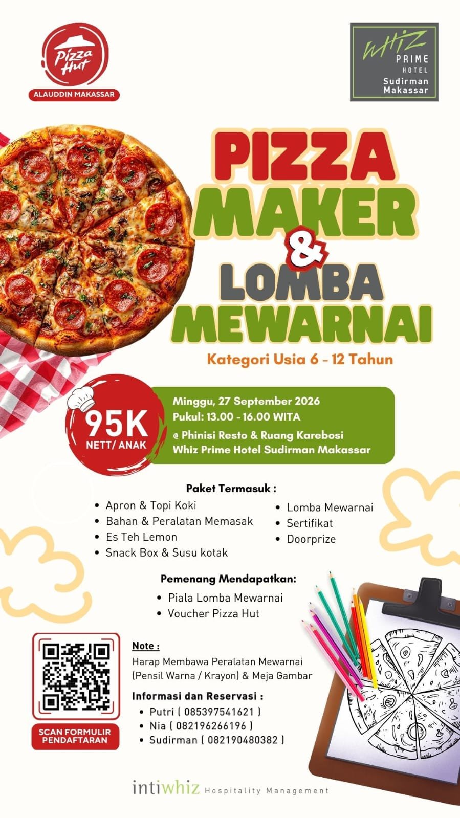 Pizza Hut Berkolaborasi Bersama Whiz Prime Hotel Sudirman Menggelar Lomba Mewarnai
