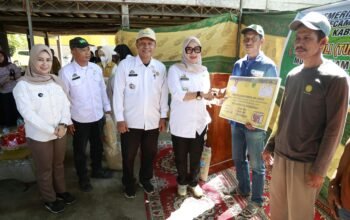Bupati Barru Andi Ina Kartika Sari bersama jajaran pemerintah daerah dan kelompok tani saat menghadiri tradisi Mappalili sebagai tanda dimulainya Musim Tanam 2026/2027 di Desa Cilellang, Kecamatan Mallusetasi, Rabu (7/10/2026).